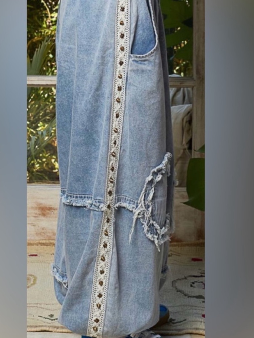 POL Light Blue Denim Patch Wide-Leg Set - Picture 7 of 7